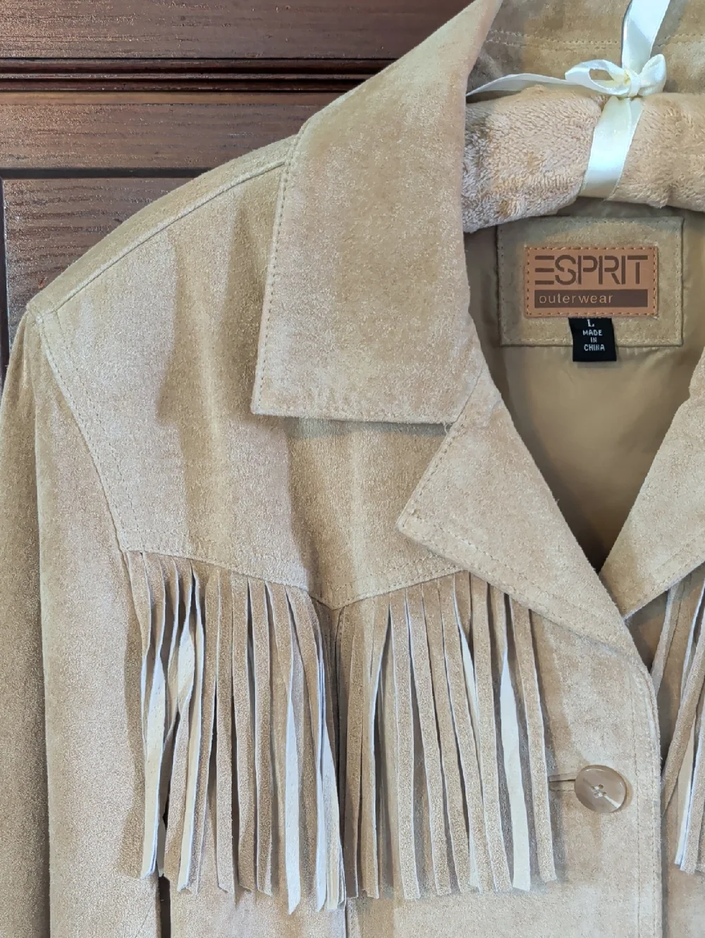 Vintage Tan Leather Suede Fringe Western Jacket L - Picture 4 of 16